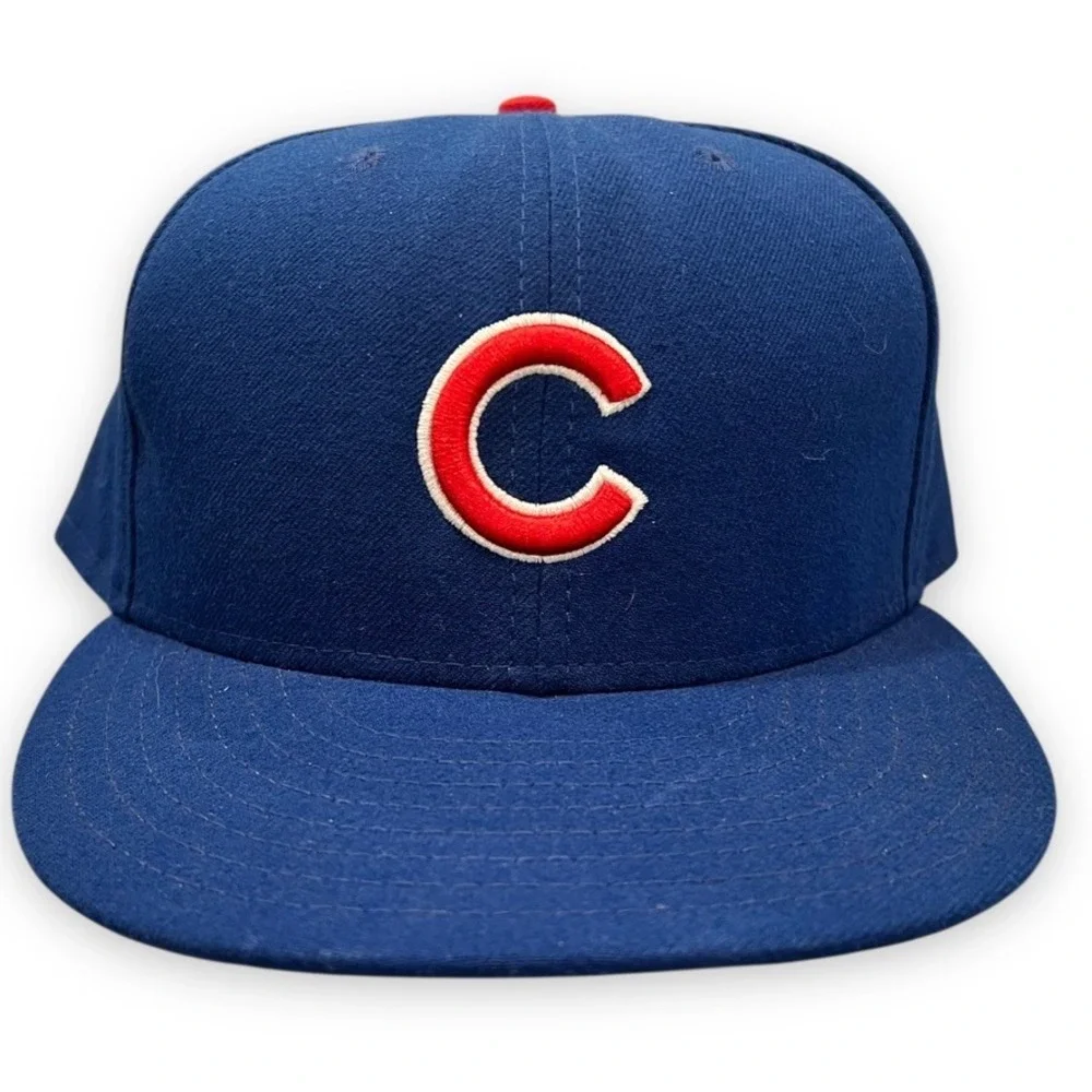 Chicago Cubs New Era 59FIFTY Mens Size 8 Fitted‎ Blue Red MLB On Field Cap USA